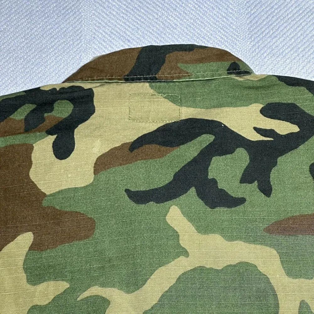 Vintage 1980s Army‎ Woodland Camo Hot Weather Coat Combat BDU Size Small Long